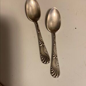 Elegant Silver Espresso/Baby/Jam Ornate Unique Spoons (Two)
